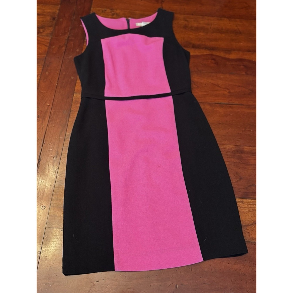 Banana Republic Dress Women's Size 0 Black Hot Pink Zip Sleeveless Lined